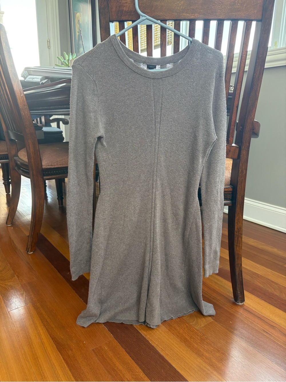 Monrow Long Sleeve Mini Knit Dress in Iced Coffee, size 4
